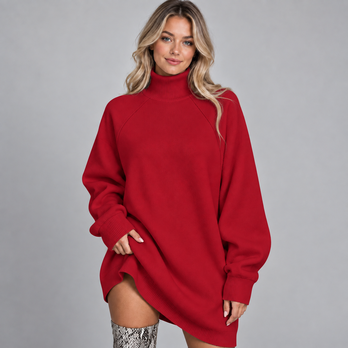 Optew Women's Jumper Dress – Oversized High-Neck