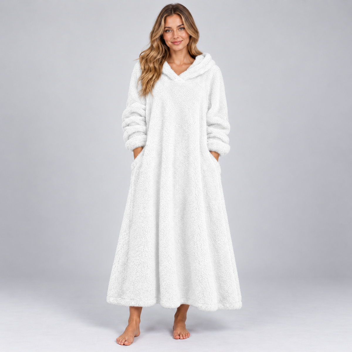 Optew Women's Teddy Dress – Hooded Borg Midi