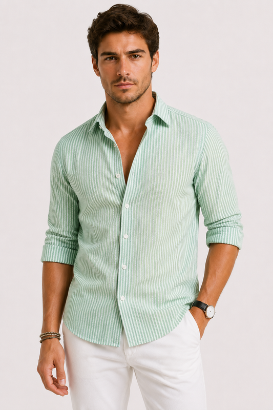 Optew Men’s Slim-Fit Striped Dress Shirt