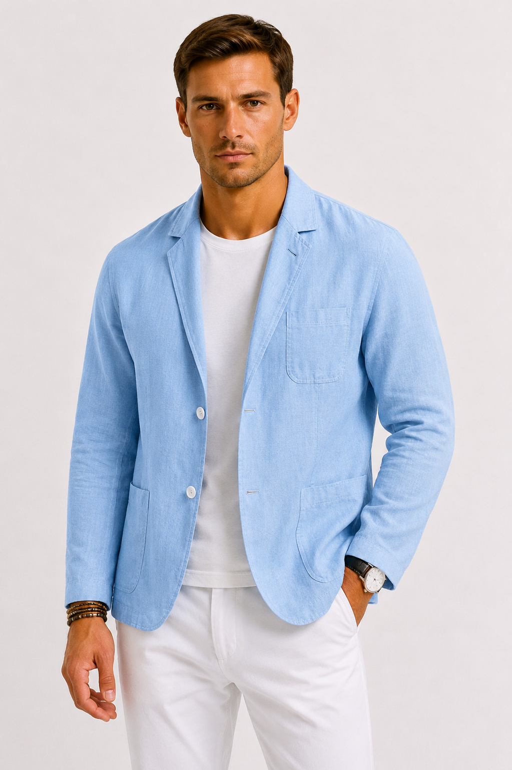 Optew Men’s Linen-Blend Summer Blazer