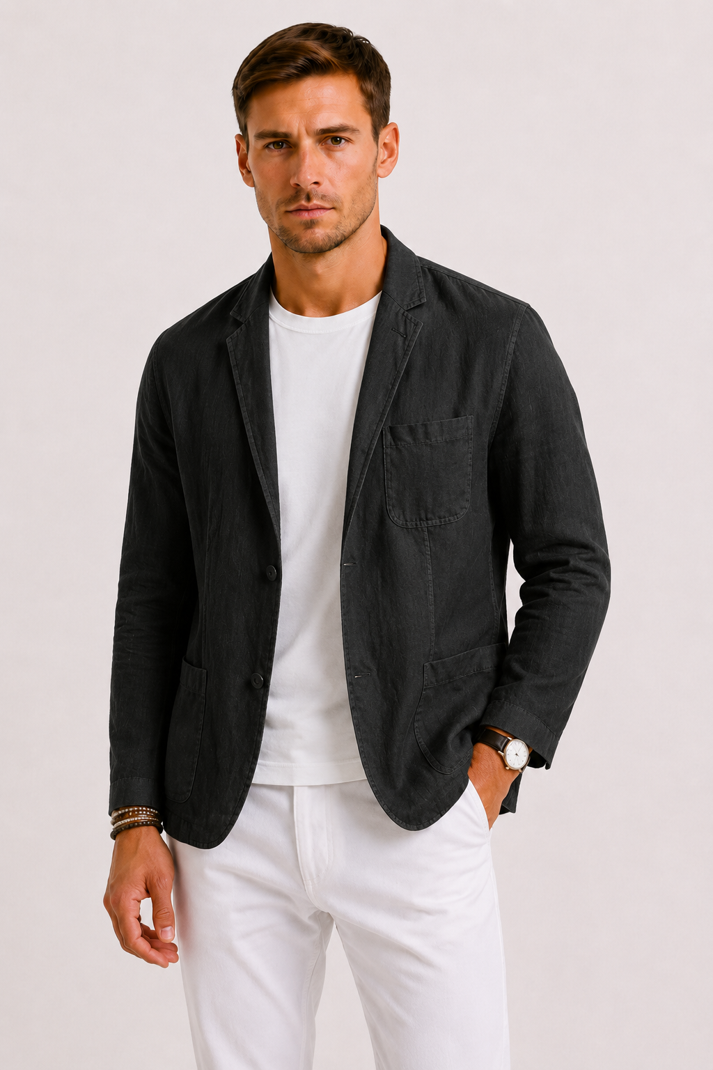 Optew Men’s Linen-Blend Summer Blazer