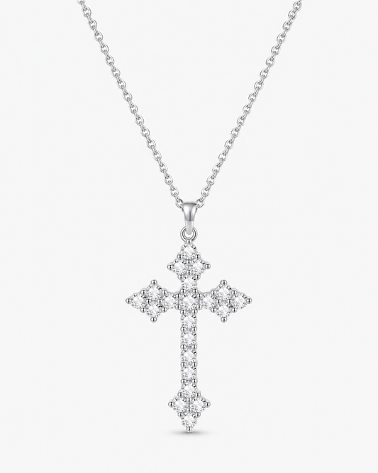 Moissanite Edge Cross Necklace