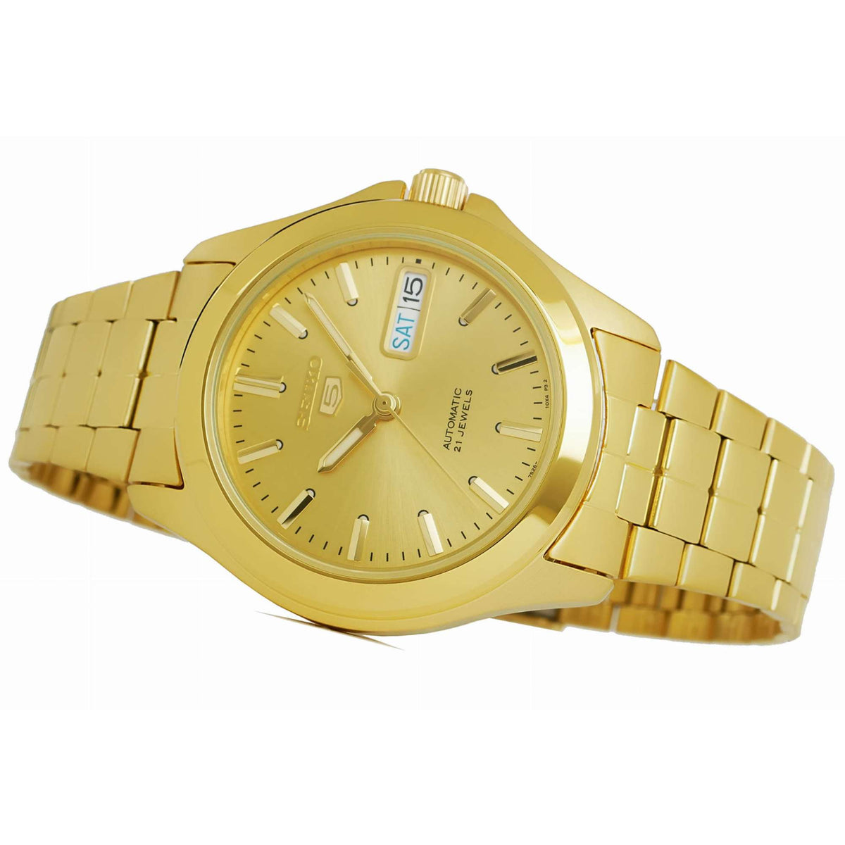 Seiko 5 Automatic Gold Dial Steel Strap Men's Wristwatch SNKK98K1