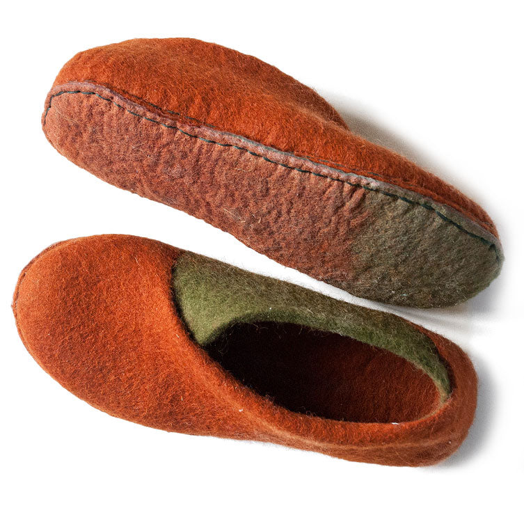 ENVELOPES Wool Slippers - Cinnamon/Olive