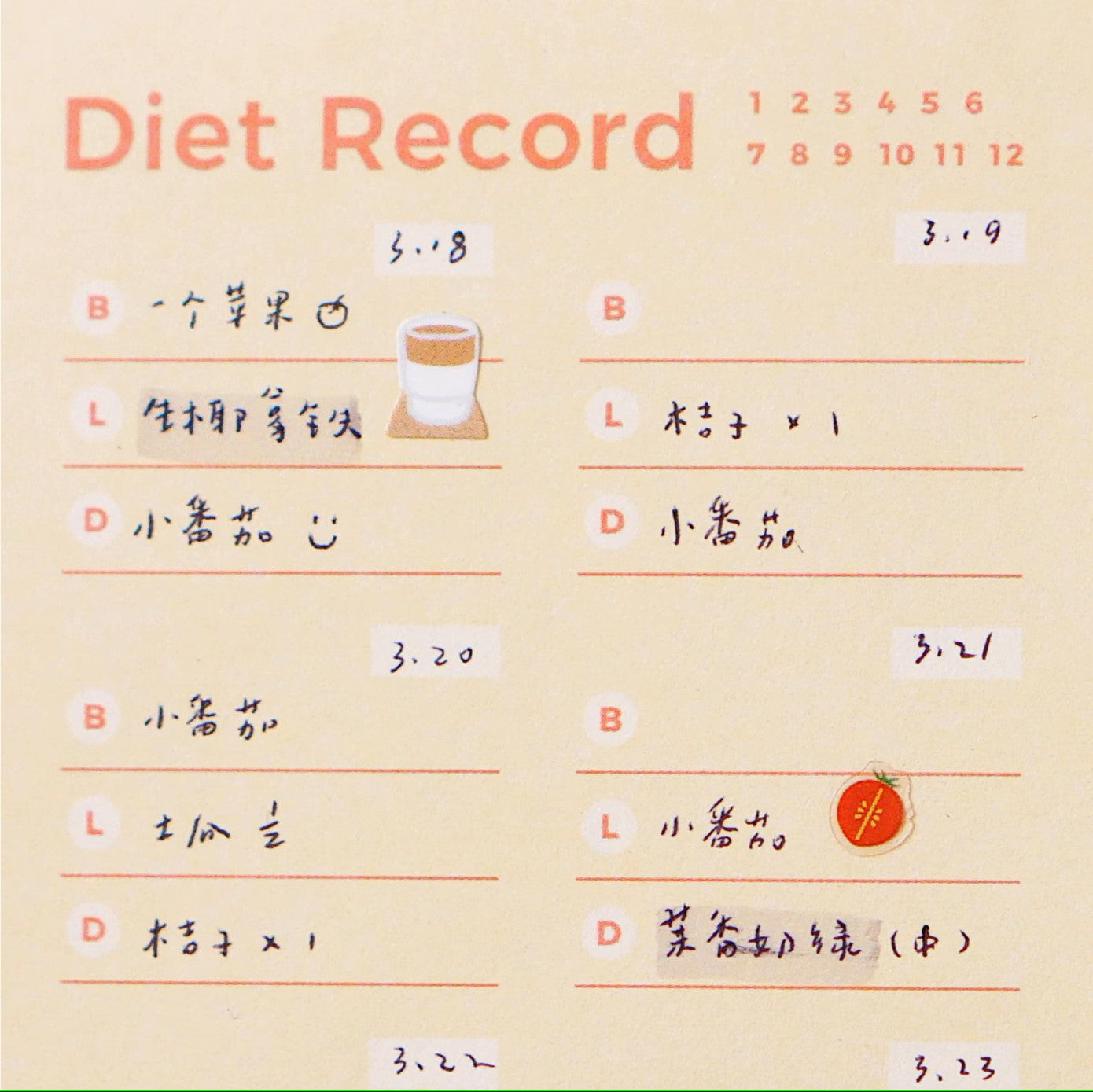 Afterglows - Food Record Memo Note Pad