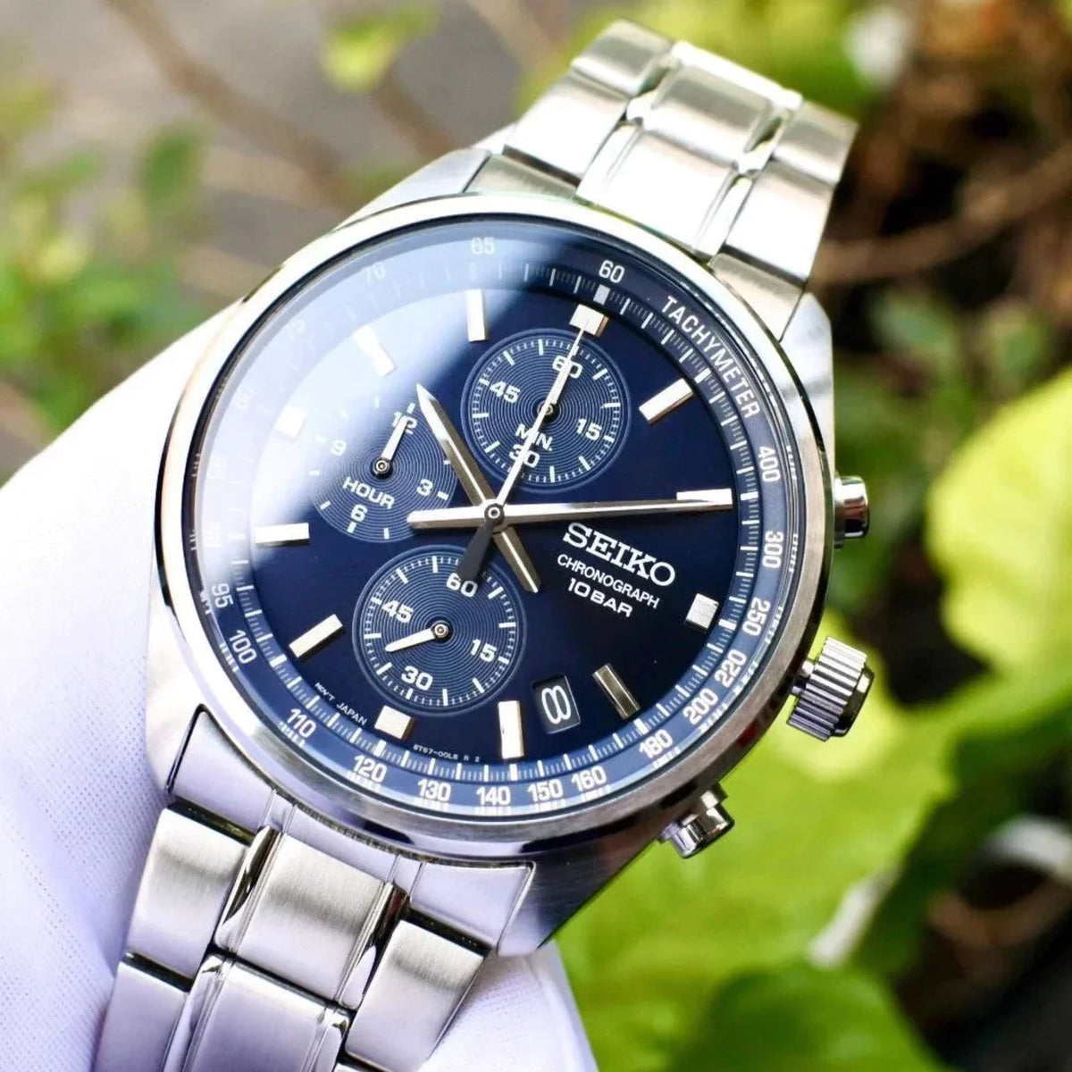 Seiko Essentials 41.5mm Chronograph Blue Dial Steel Men's Quartz Wristwatch SSB377P1