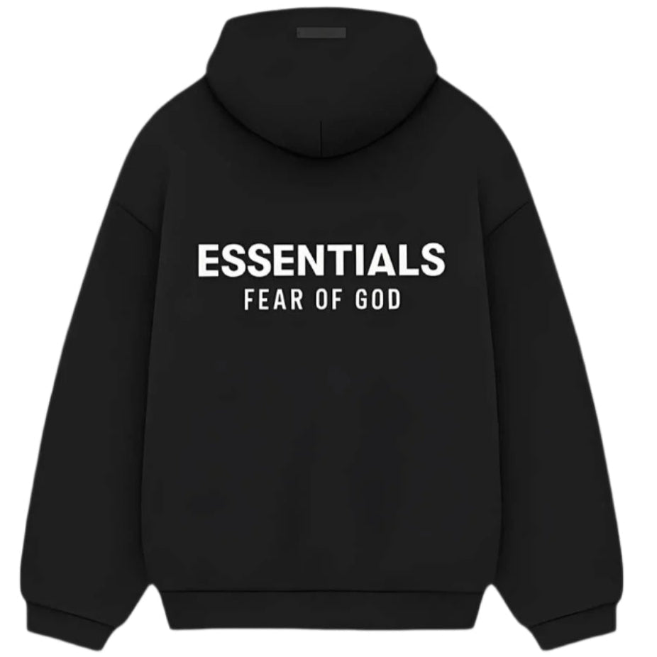 (SALE) Fear of God Essentials Logo Over the Head Hoodie SS25 - Black