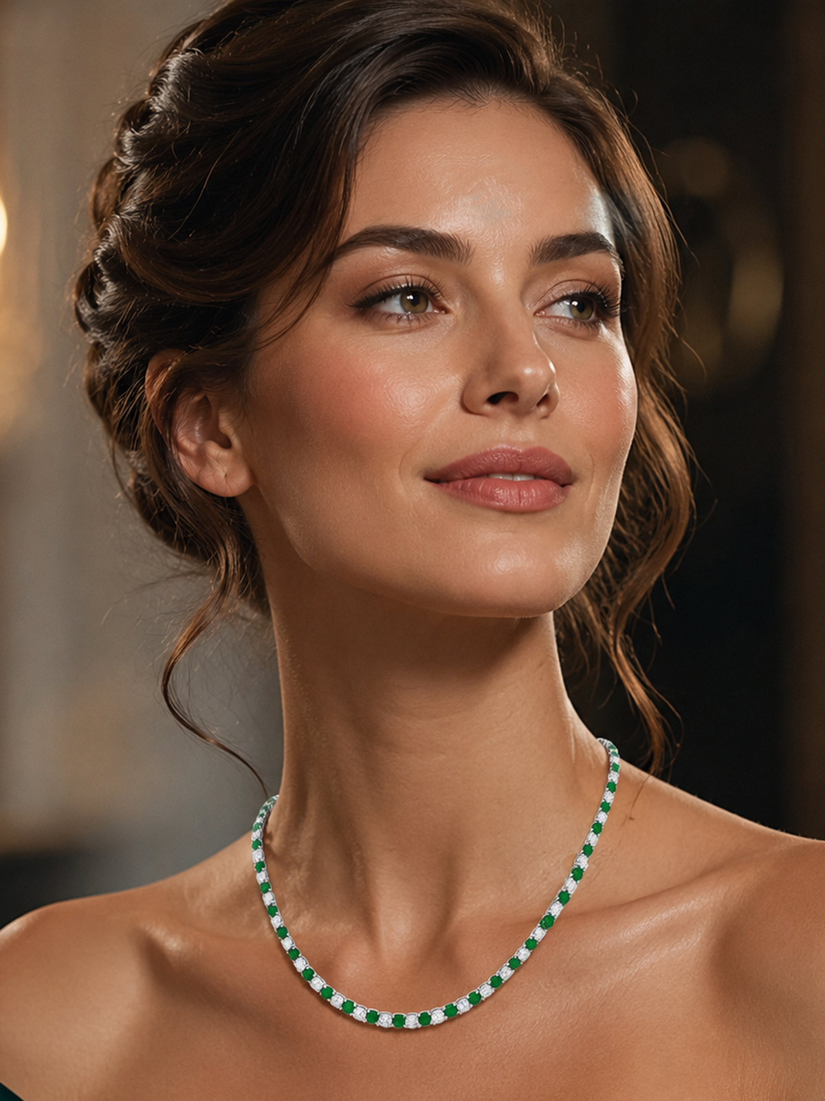 5.7ct Sparkling Lab Emerald Tennis Necklace