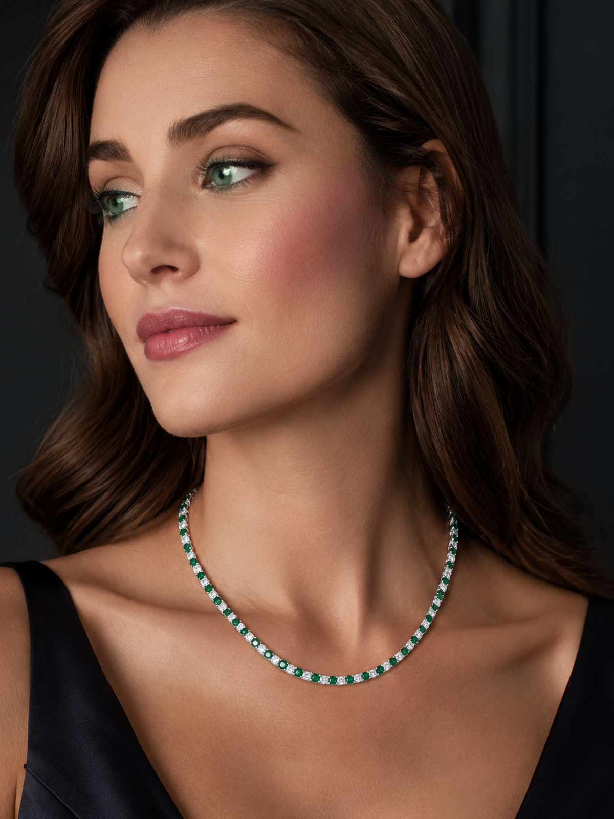 5.7ct Sparkling Lab Emerald Tennis Necklace
