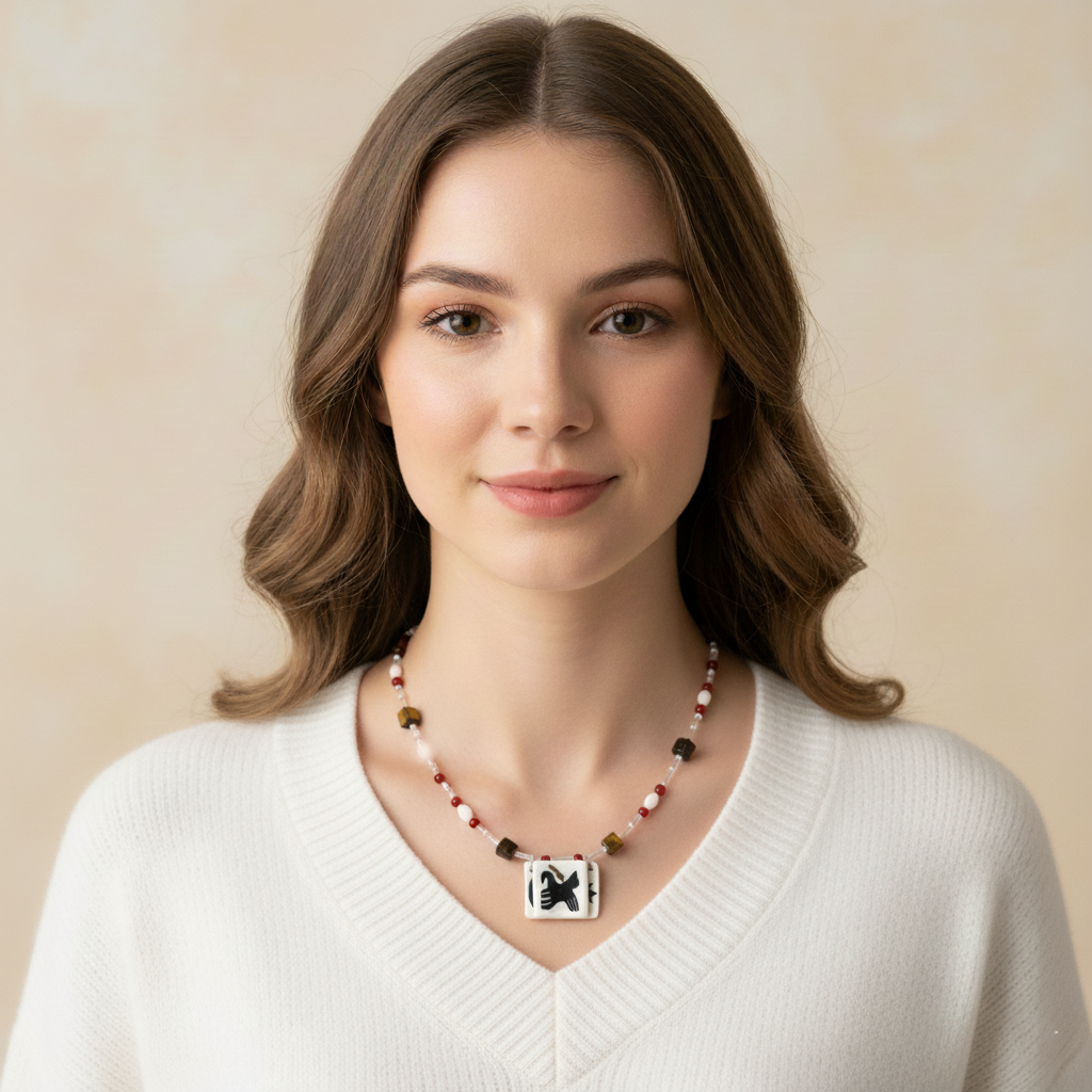 Her Market - Story Keeper Black Horse Ceramic Necklace