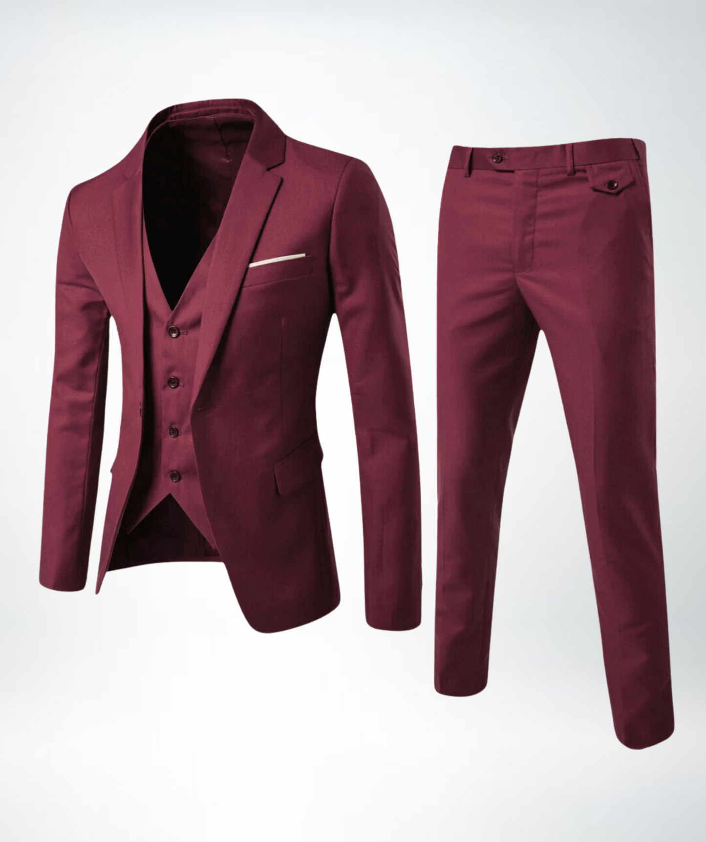 Optew Men Formal Three-Piece Suit Slim Fit Wool Blend