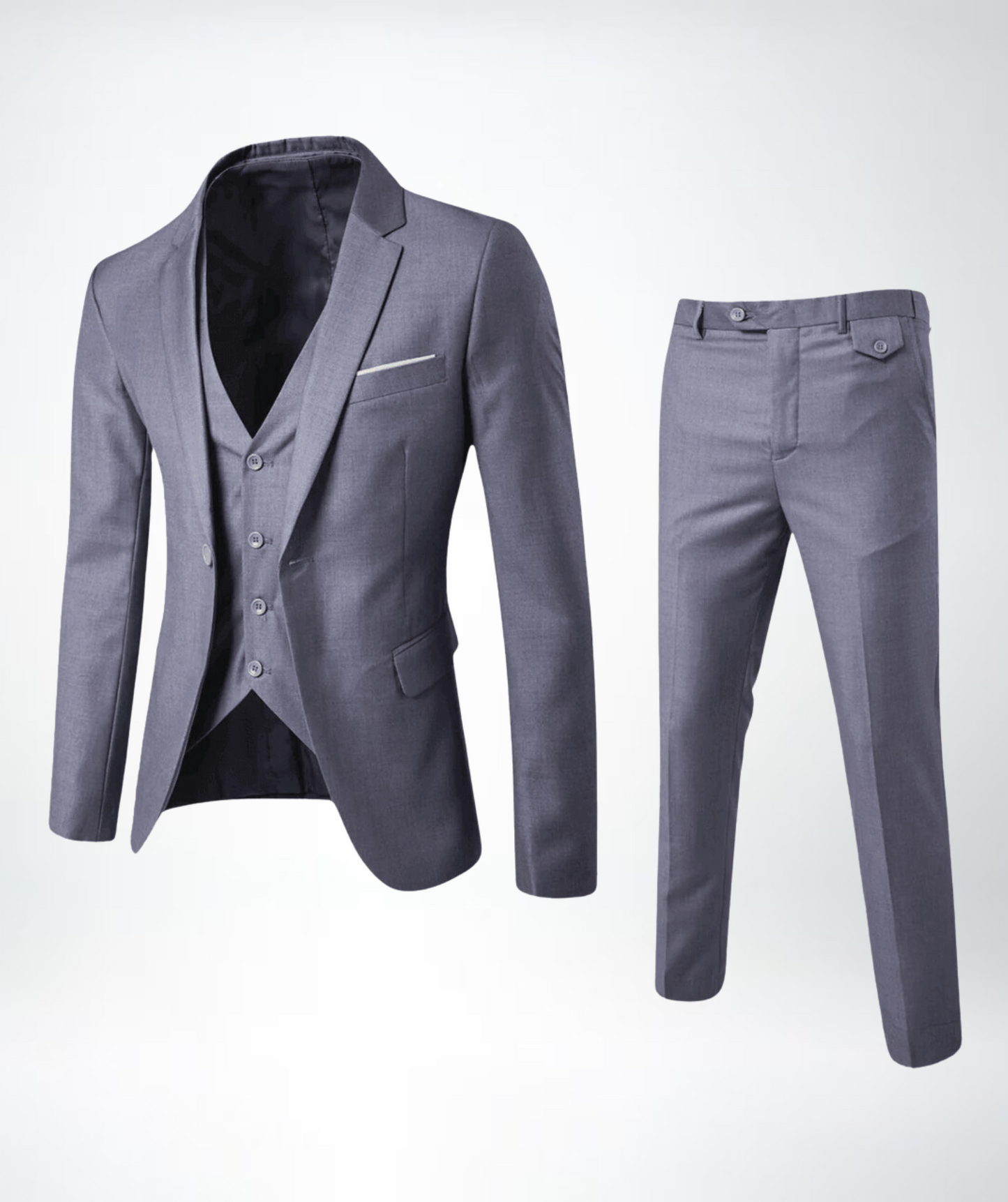 Optew Men Formal Three-Piece Suit Slim Fit Wool Blend
