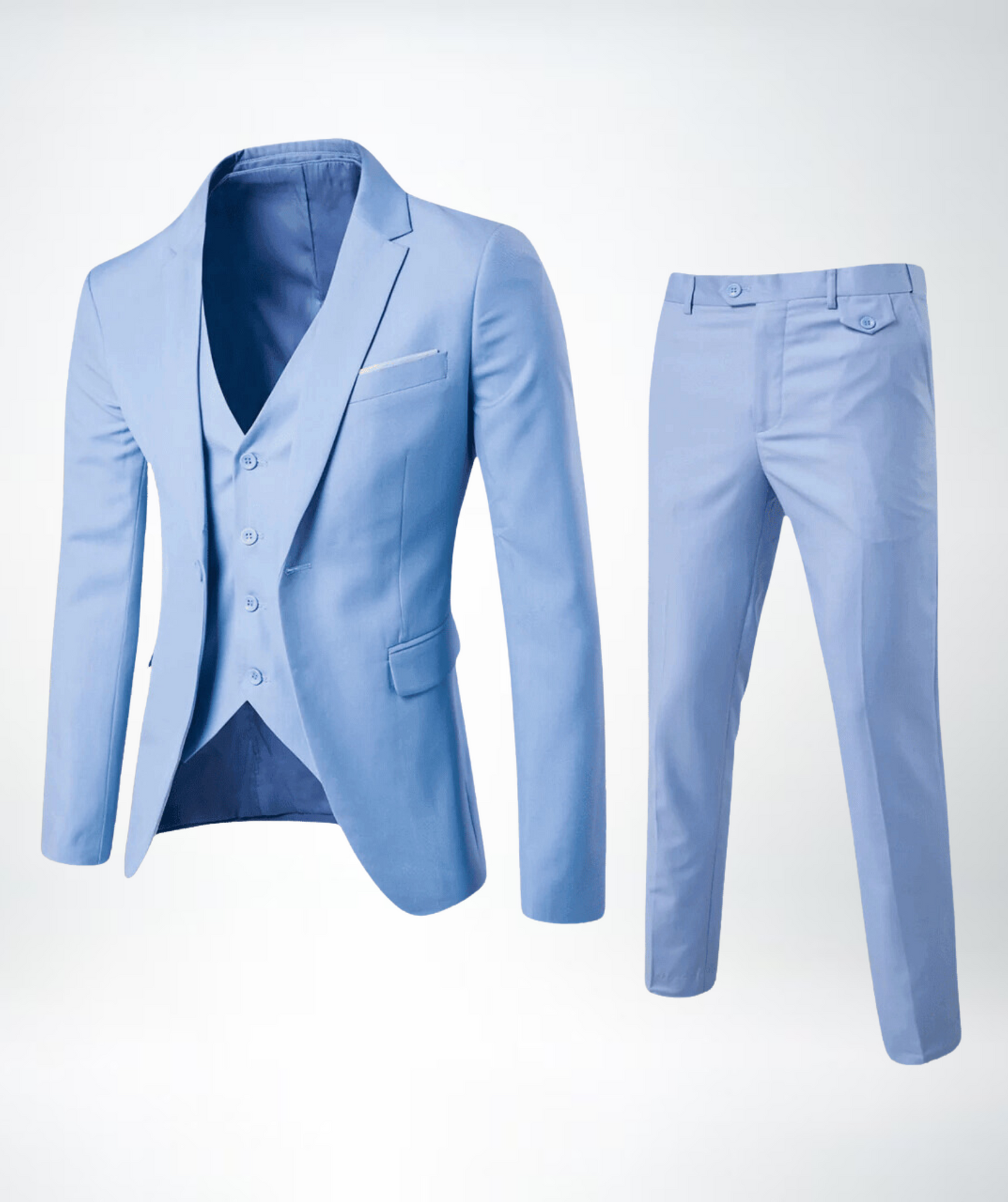 Optew Men Formal Three-Piece Suit Slim Fit Wool Blend