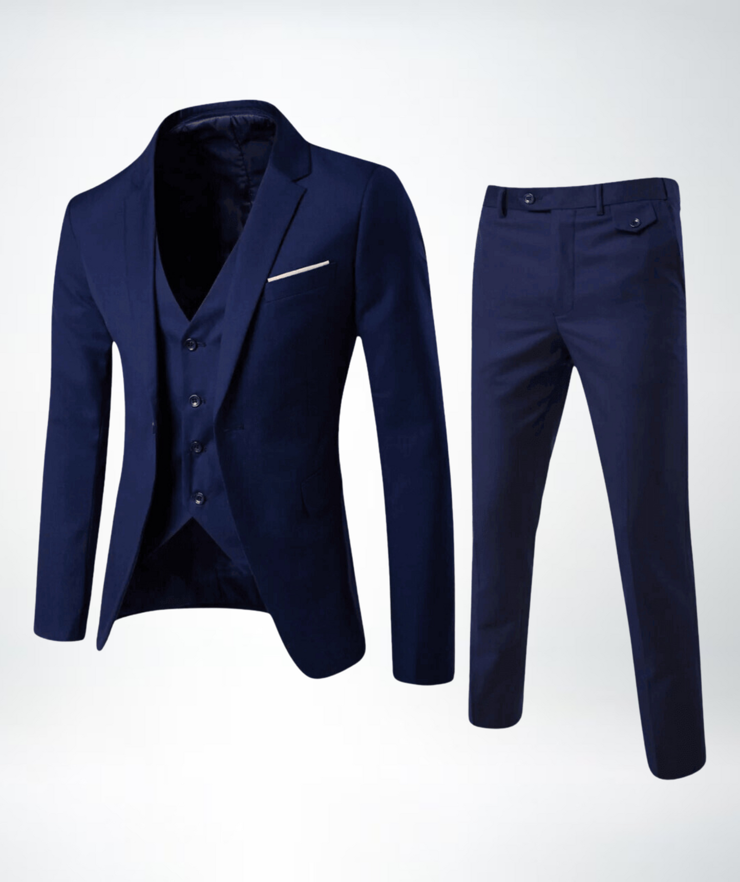 Optew Men Formal Three-Piece Suit Slim Fit Wool Blend