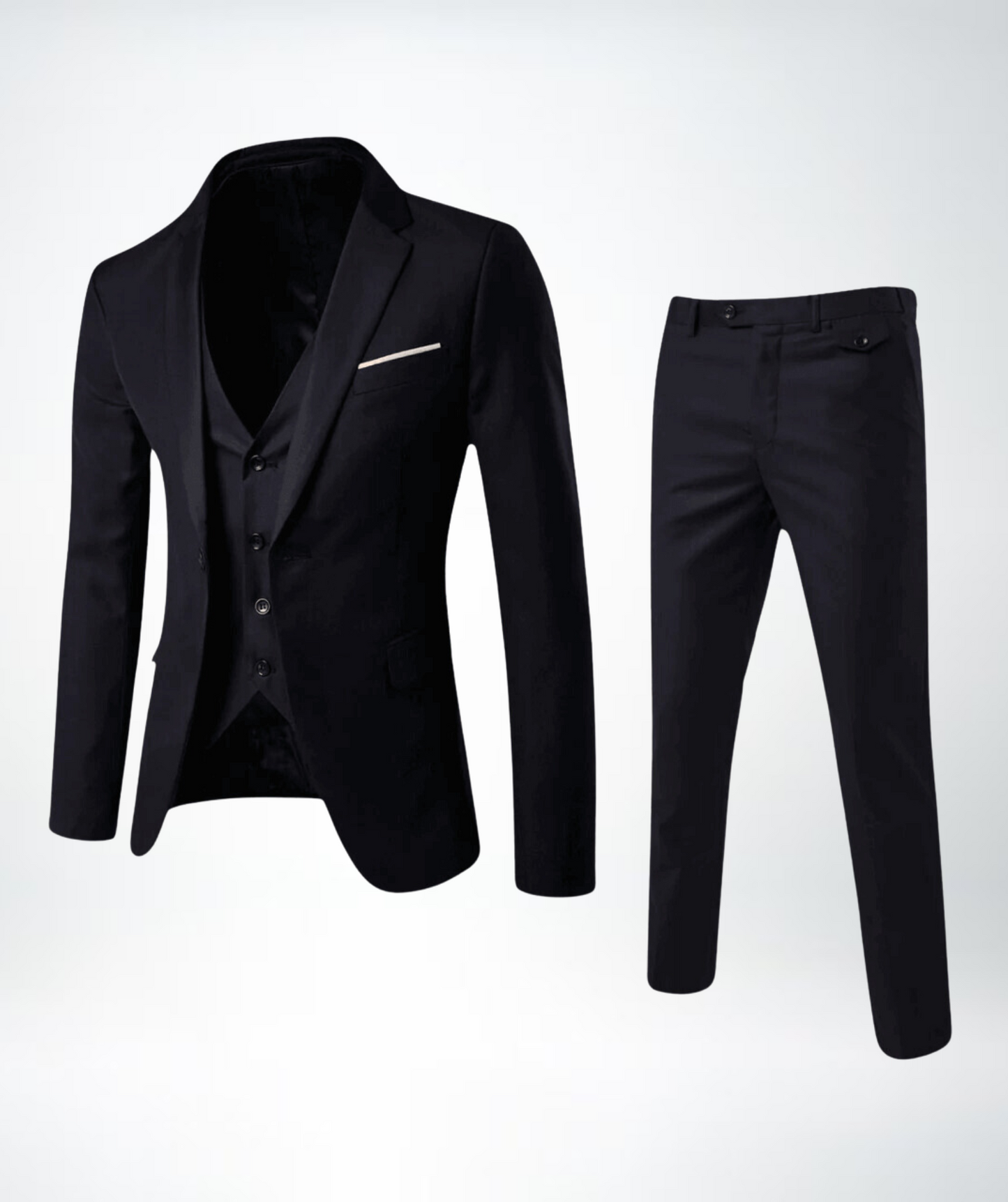 Optew Men Formal Three-Piece Suit Slim Fit Wool Blend