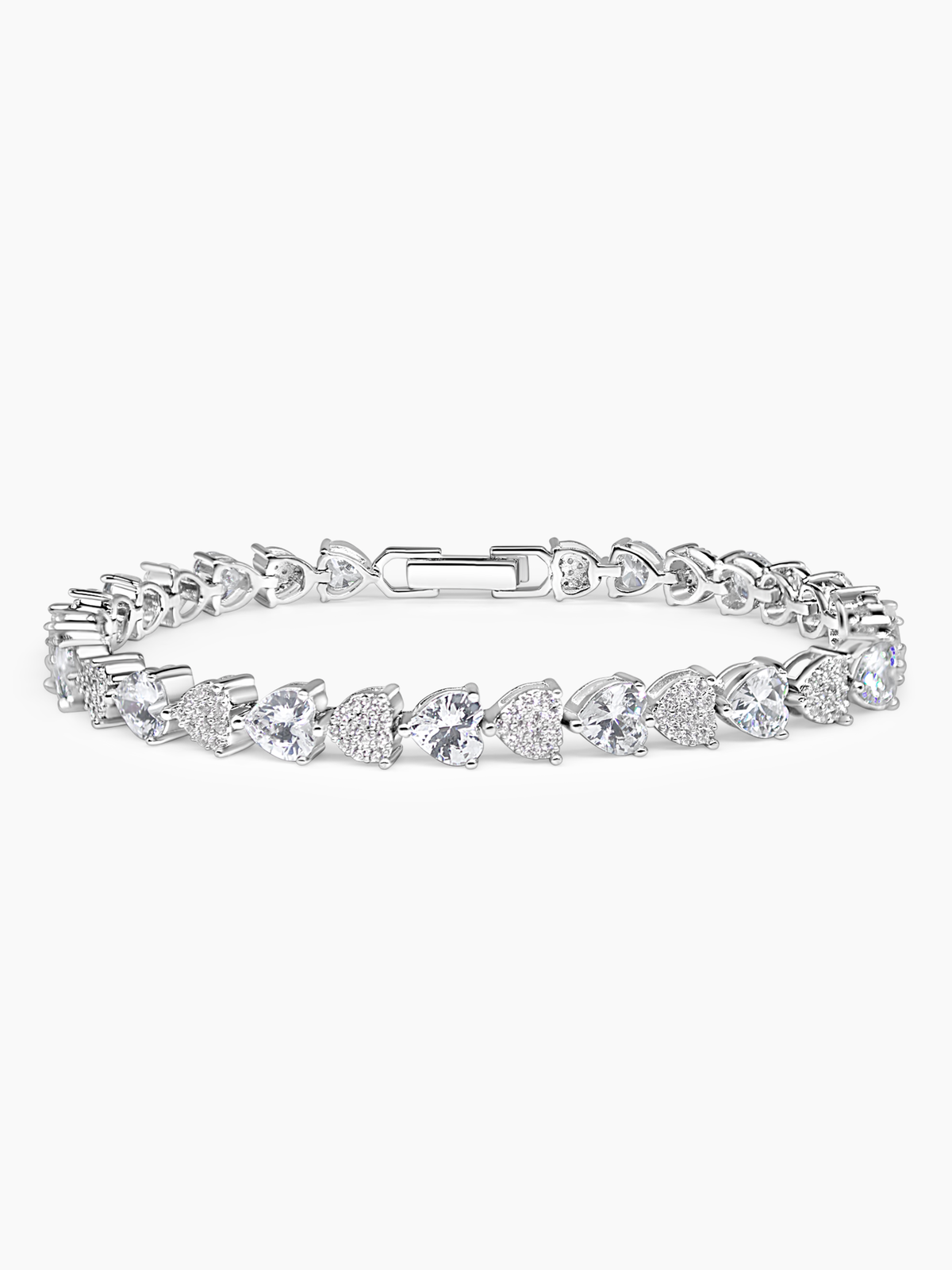 White Sapphire Heart Tennis Bracelet