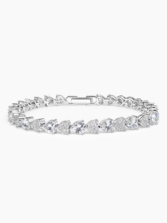 White Sapphire Heart Tennis Bracelet
