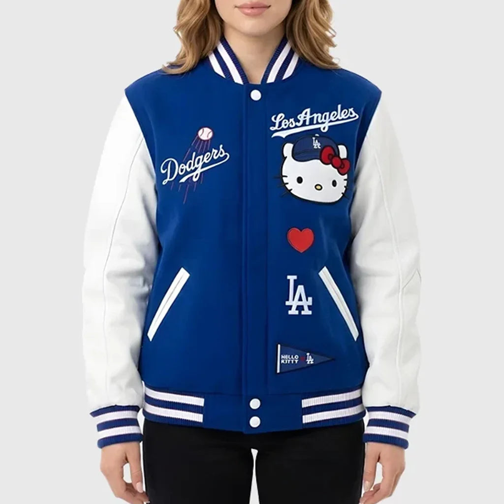 Hello Kitty Dodgers Blue Varsity Jacket
