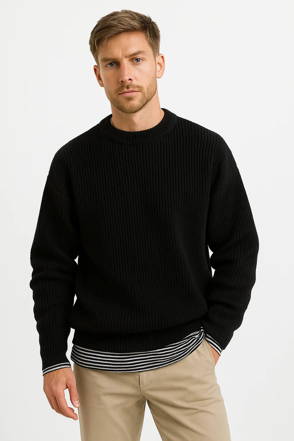 Optew Men’s Oversized Ribbed Sweater