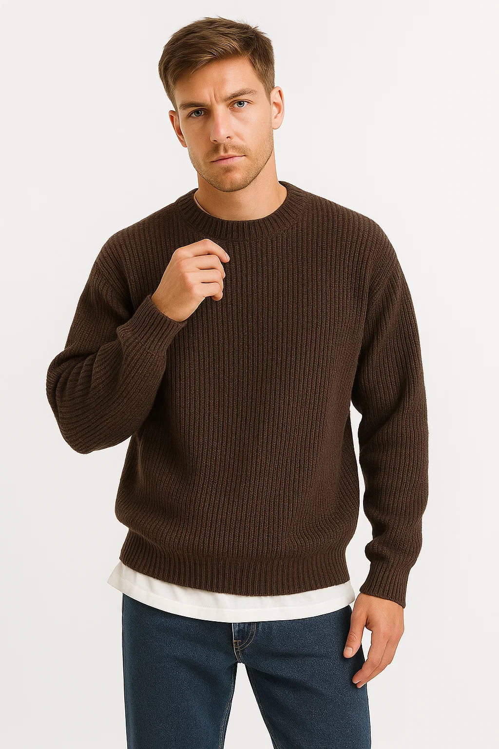 Optew Men’s Oversized Ribbed Sweater
