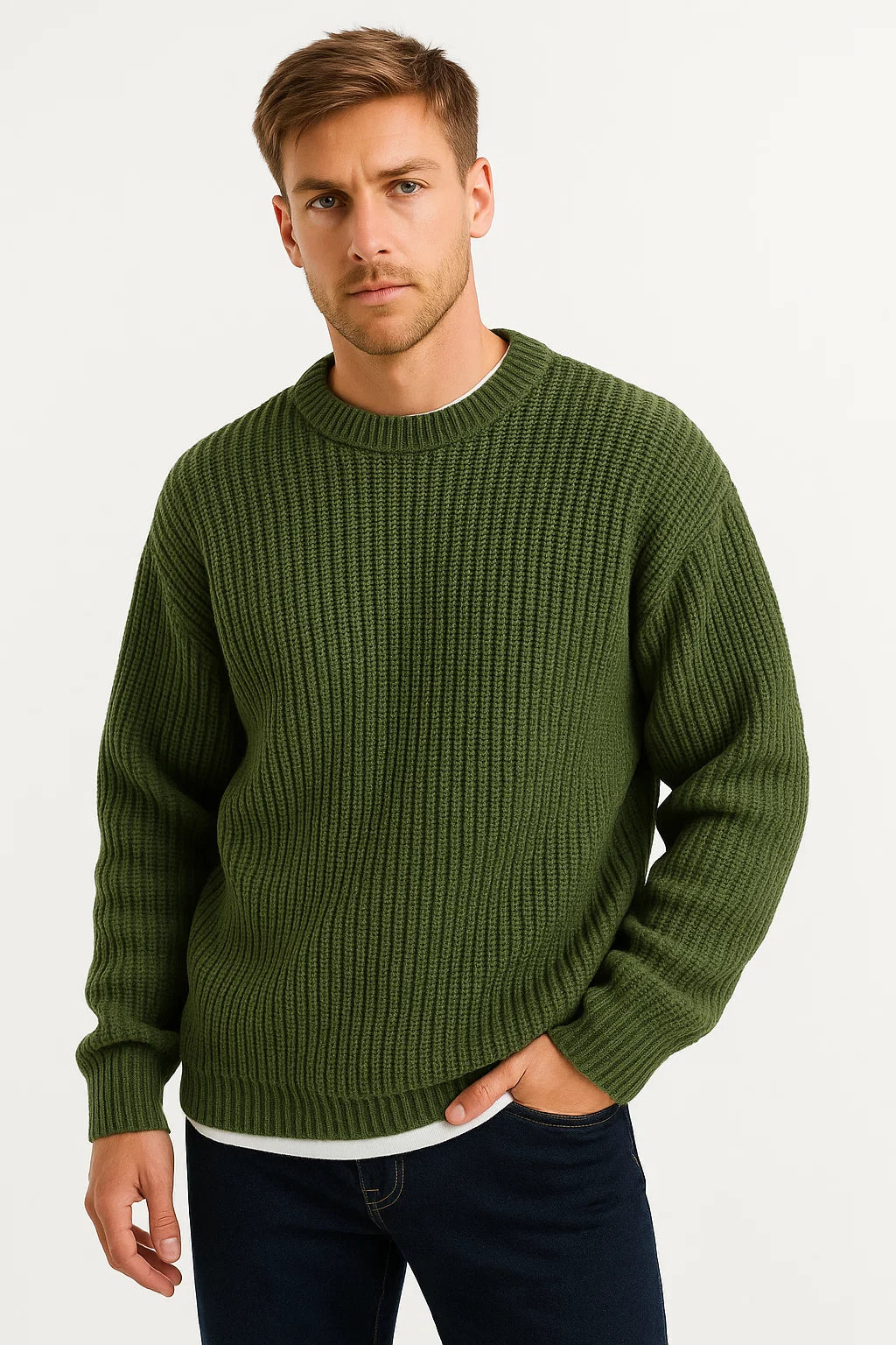 Optew Men’s Oversized Ribbed Sweater