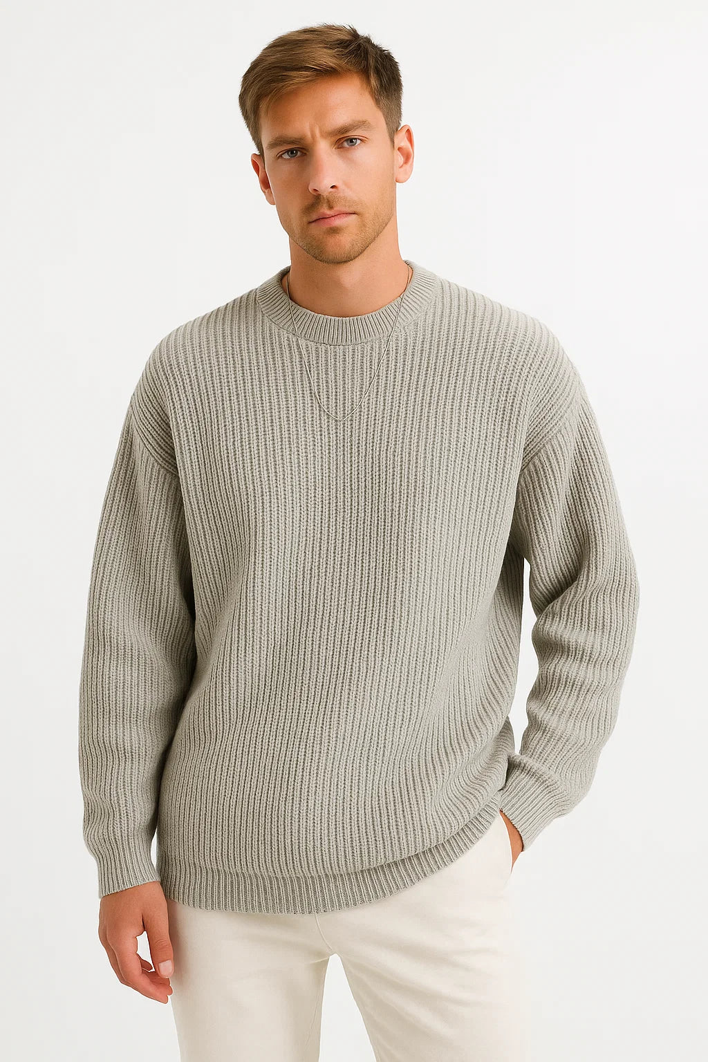 Optew Men’s Oversized Ribbed Sweater