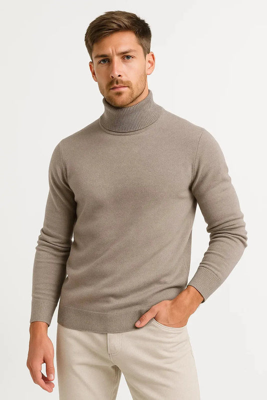 Optew Men's Turtleneck Sweater Virgin Wool Classic Design Comfortable Fit