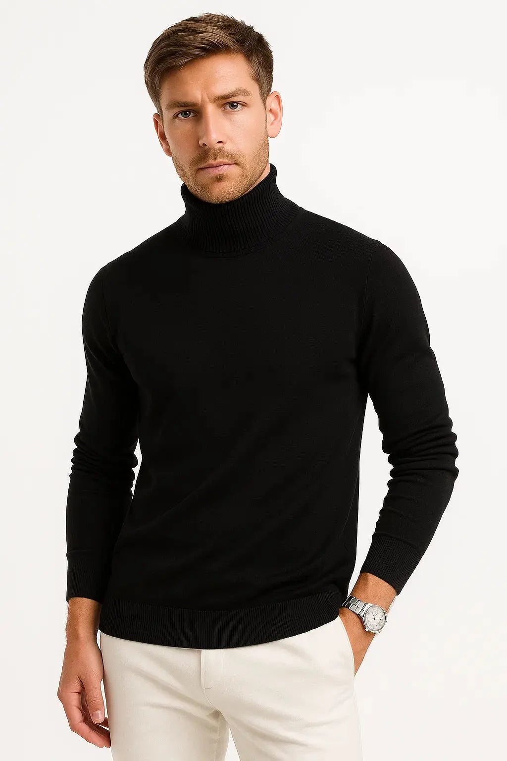 Optew Men's Turtleneck Sweater Virgin Wool Classic Design Comfortable Fit