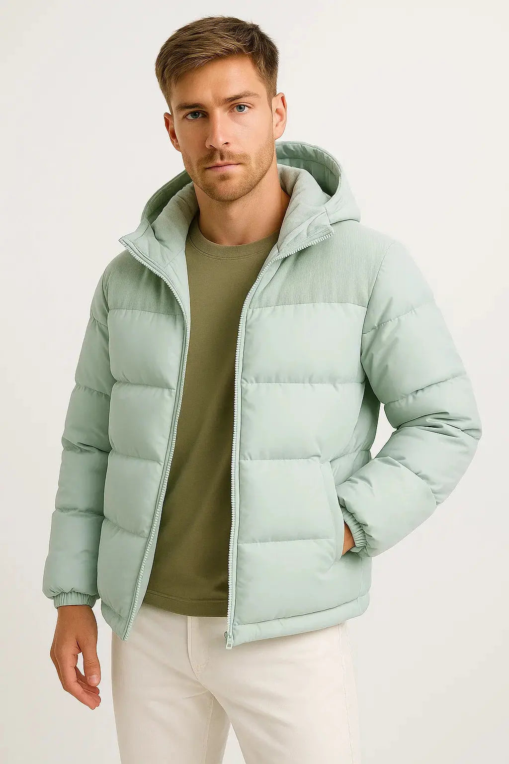 Optew Men's Puffer Jacket Lightweight Insulated with Hood and Pockets