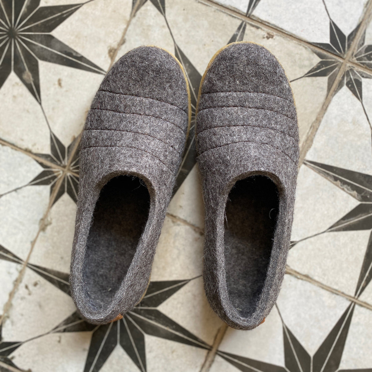 Women's Dark Grey COCOON Wool Clog Slippers