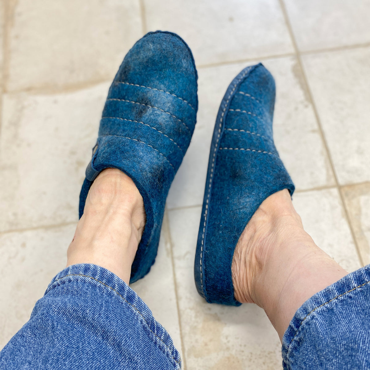 Men's Ocean Blue COCOON Felted Wool Slippers