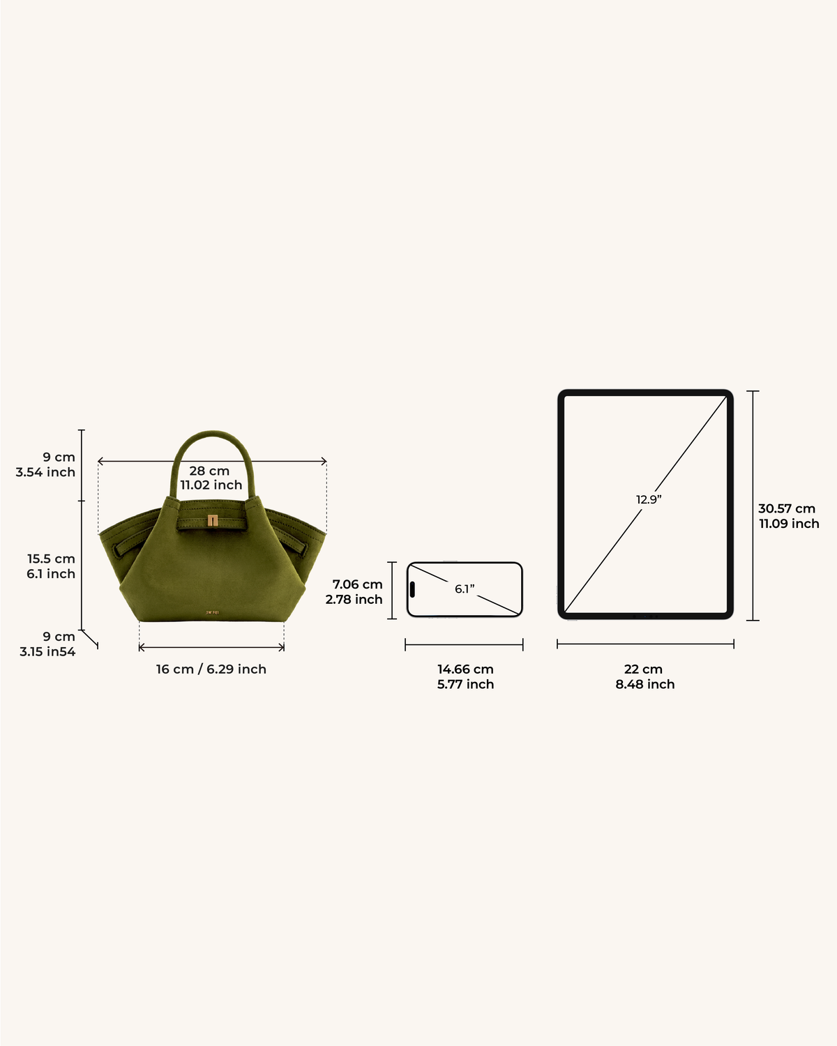 Optew Hana Mini Faux Suede Tote Bag - Dark Olive