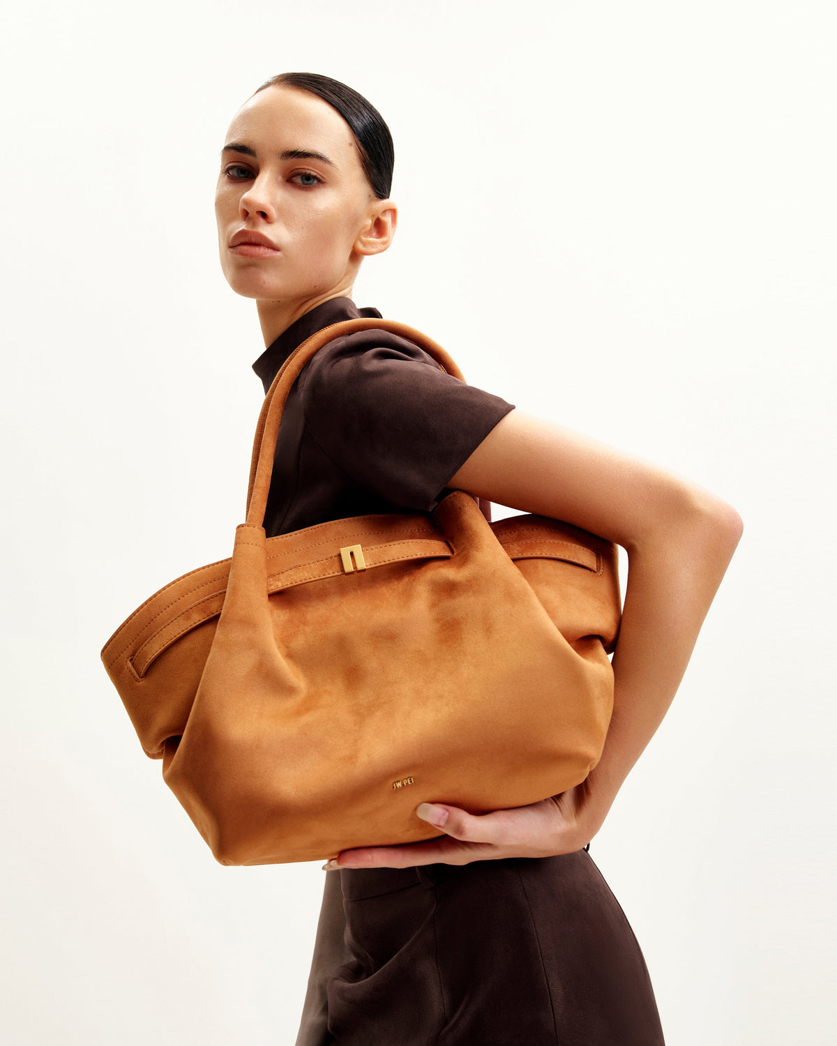 Optew Hana Medium Faux Suede Tote Bag - Brown