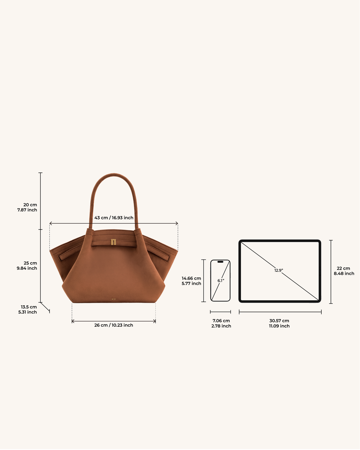 Optew Hana Medium Faux Suede Tote Bag - Brown