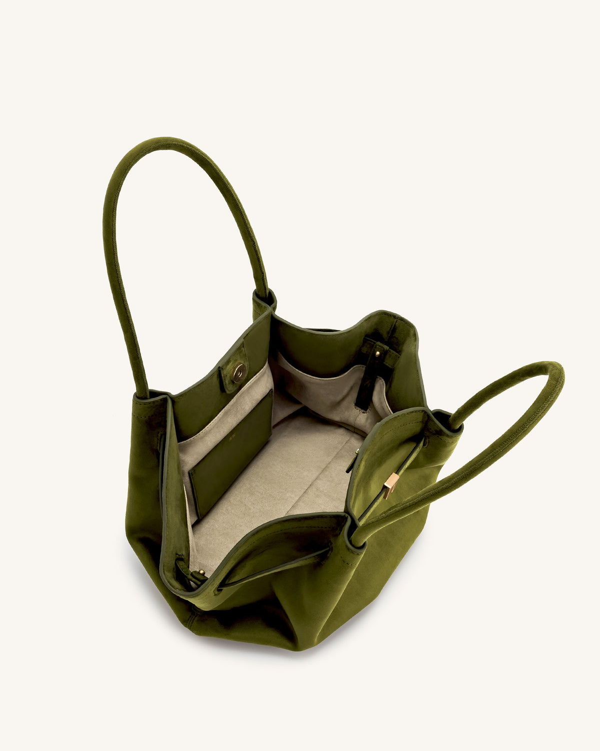 Optew Hana Medium Faux Suede Tote Bag - Dark Olive