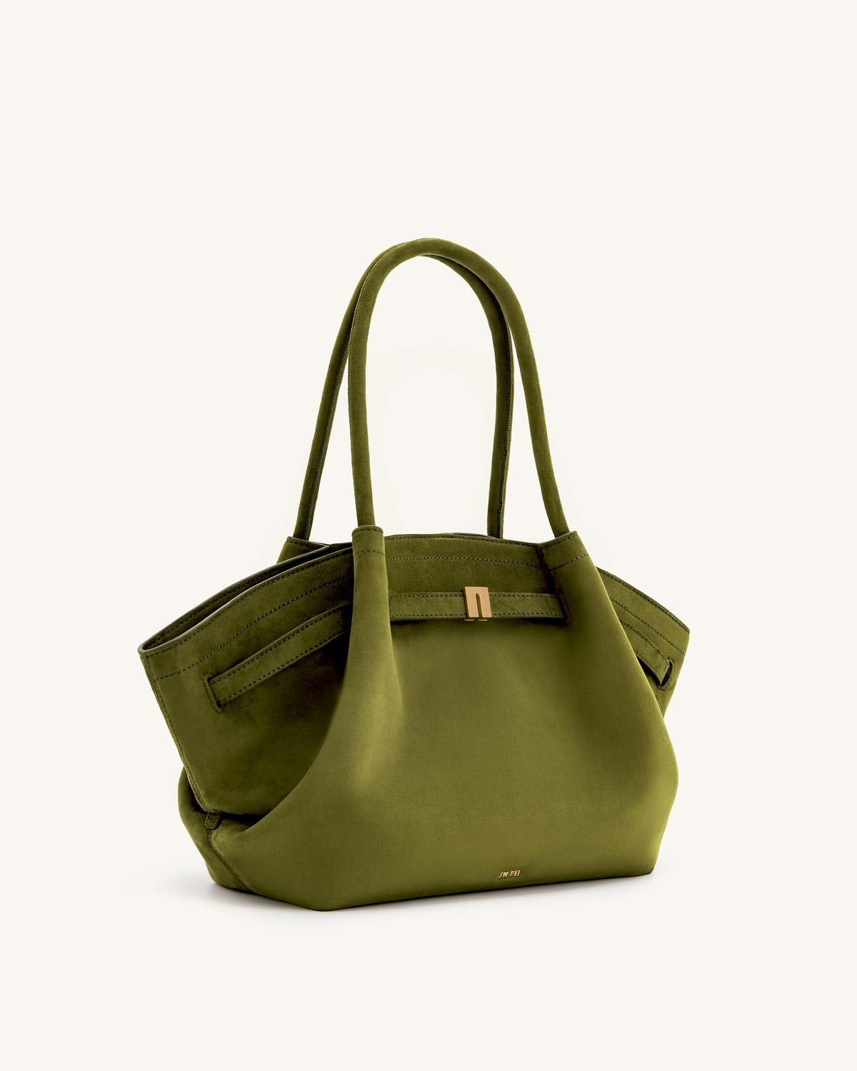 Optew Hana Medium Faux Suede Tote Bag - Dark Olive