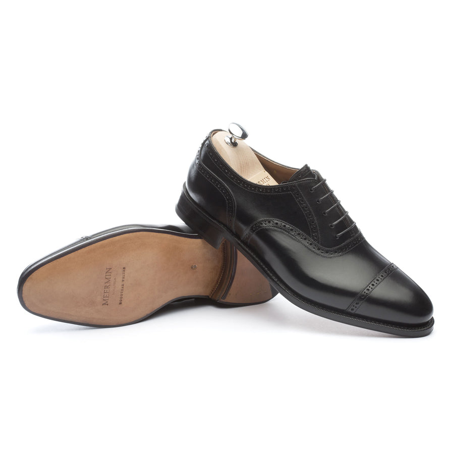 101513 - Black Calf Brogued Cap Toe Oxford - E