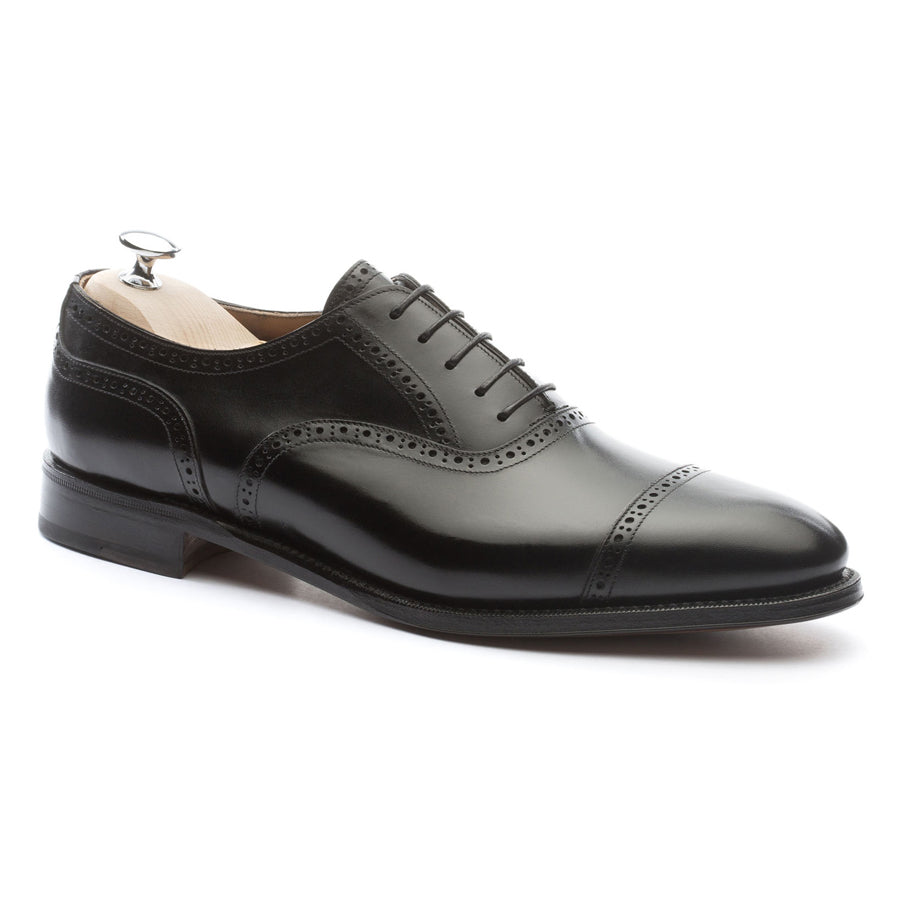 101513 - Black Calf Brogued Cap Toe Oxford - E