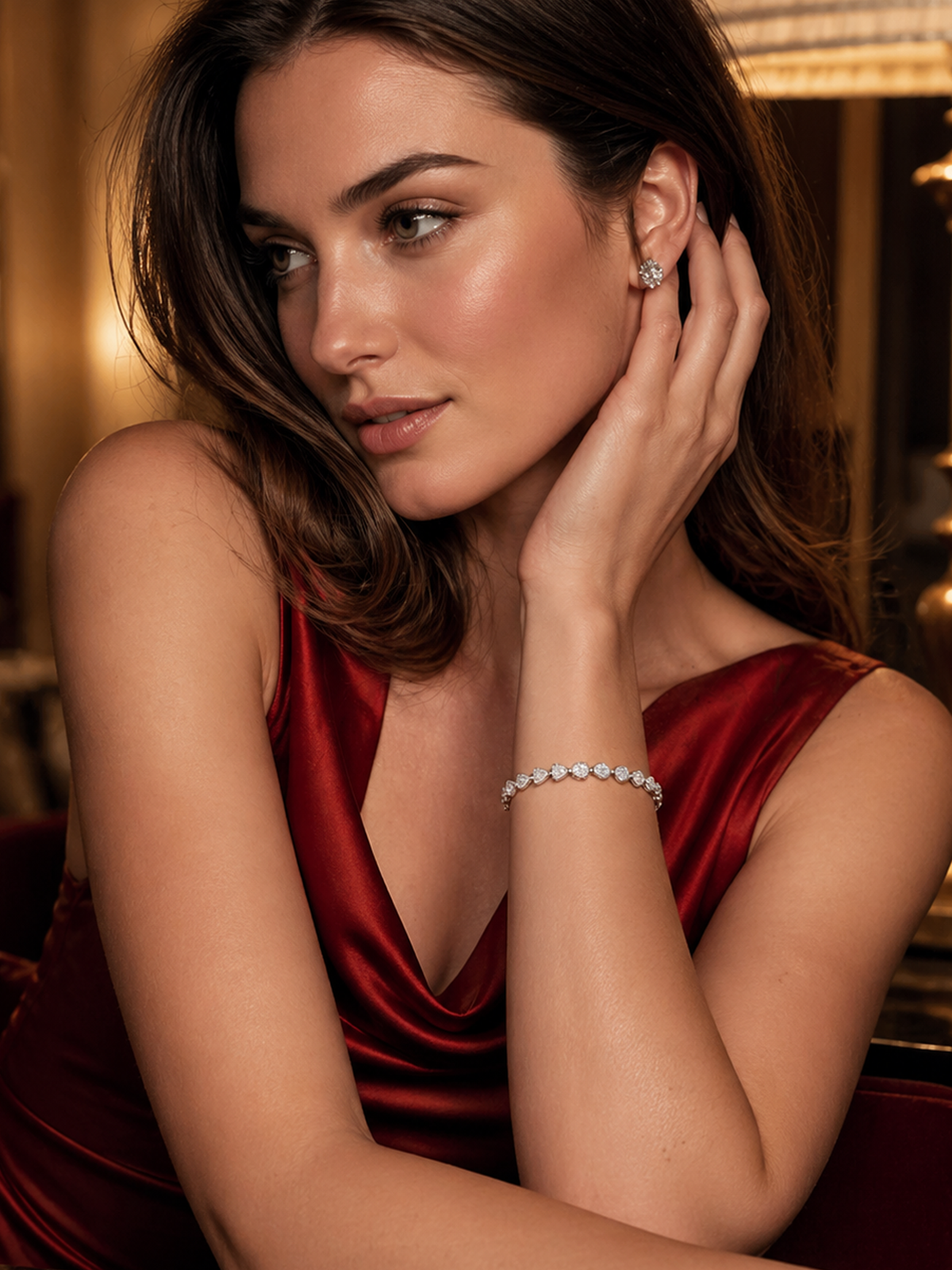 White Sapphire Heart Tennis Bracelet