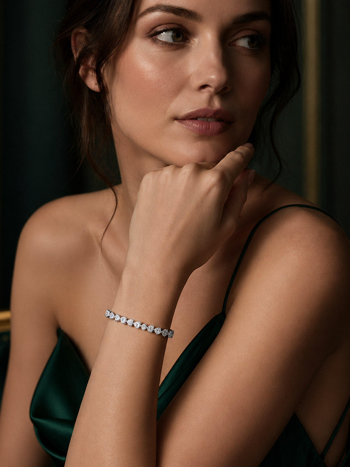 White Sapphire Heart Tennis Bracelet