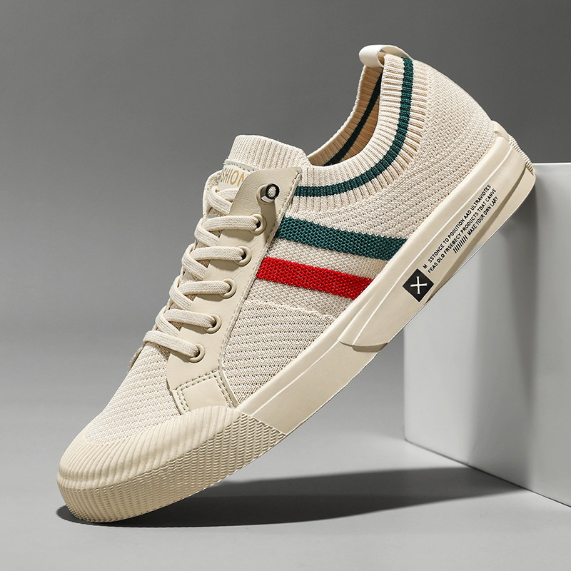 Optew Casual Lace-up Sneakers for Men - Striped Detail