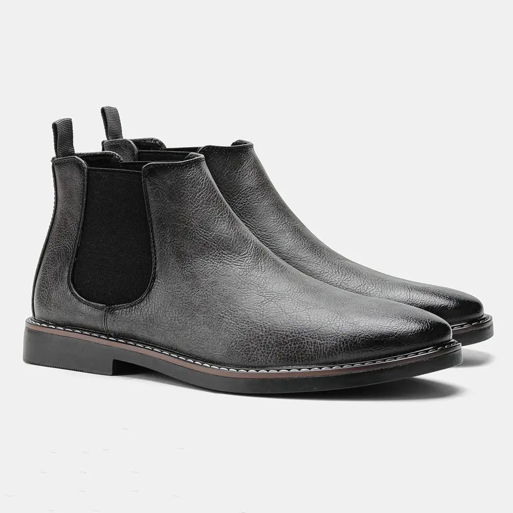 Optew Men's Chelsea Boots Synthetic Leather Retro Slip-On Comfortable Fashion