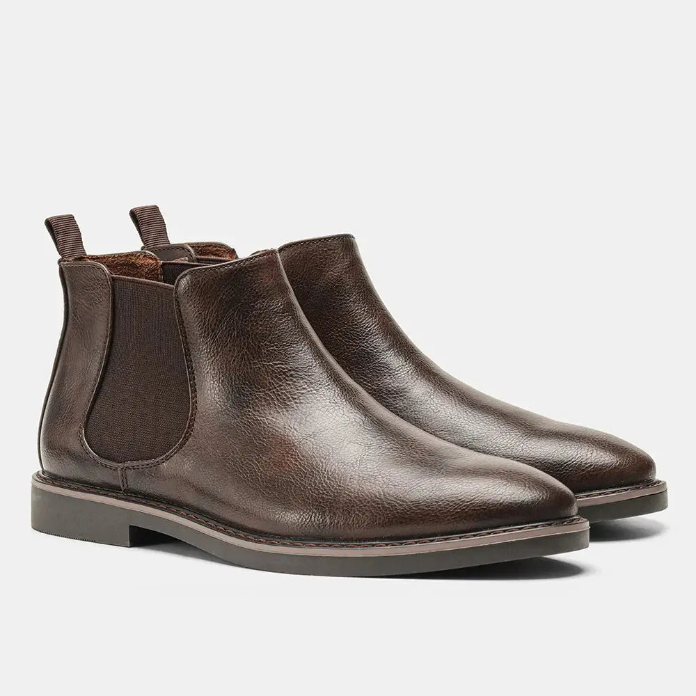 Optew Men's Chelsea Boots Synthetic Leather Retro Slip-On Comfortable Fashion