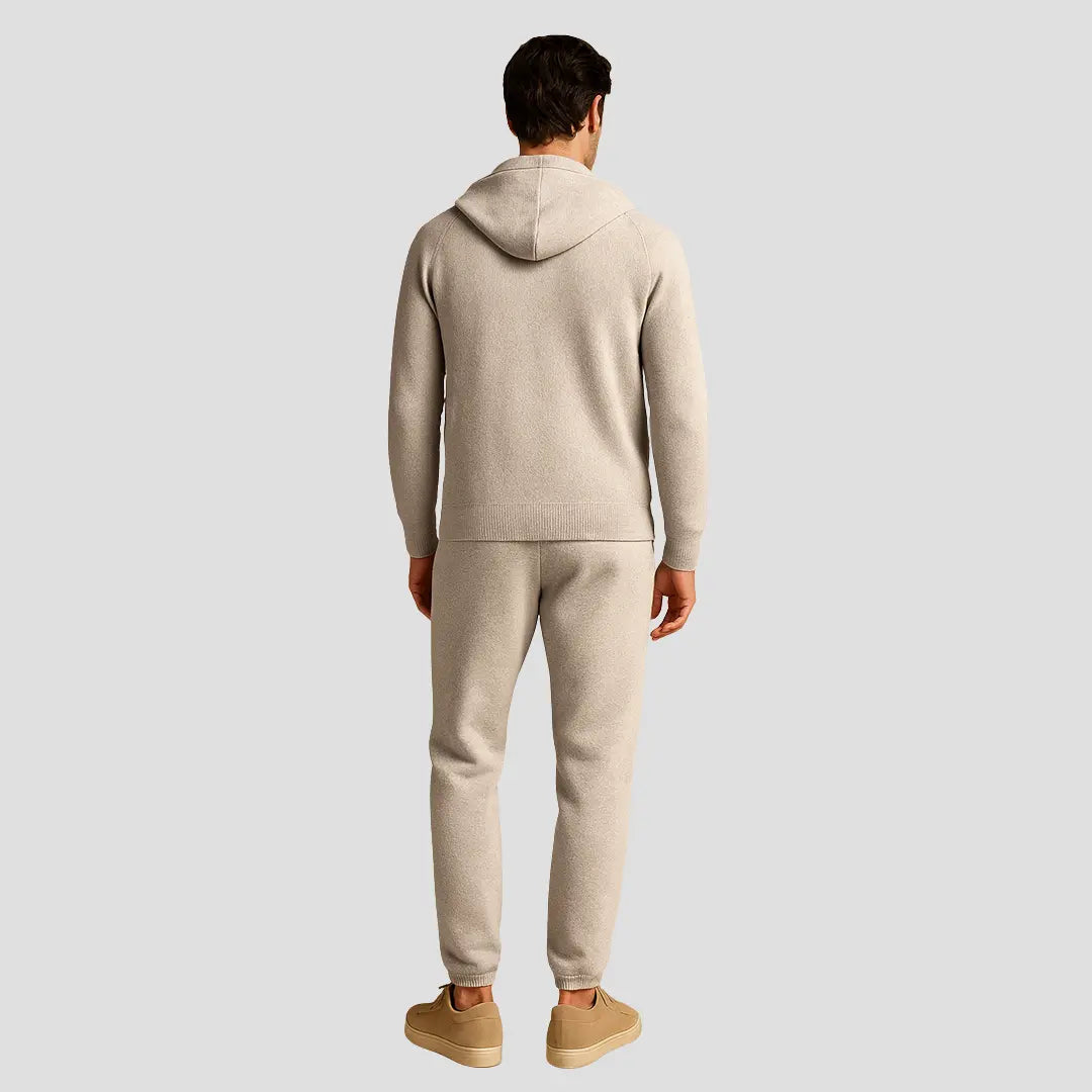 Optew Men's Loungewear Set Wool Zipped Hoodie Jogger Pants