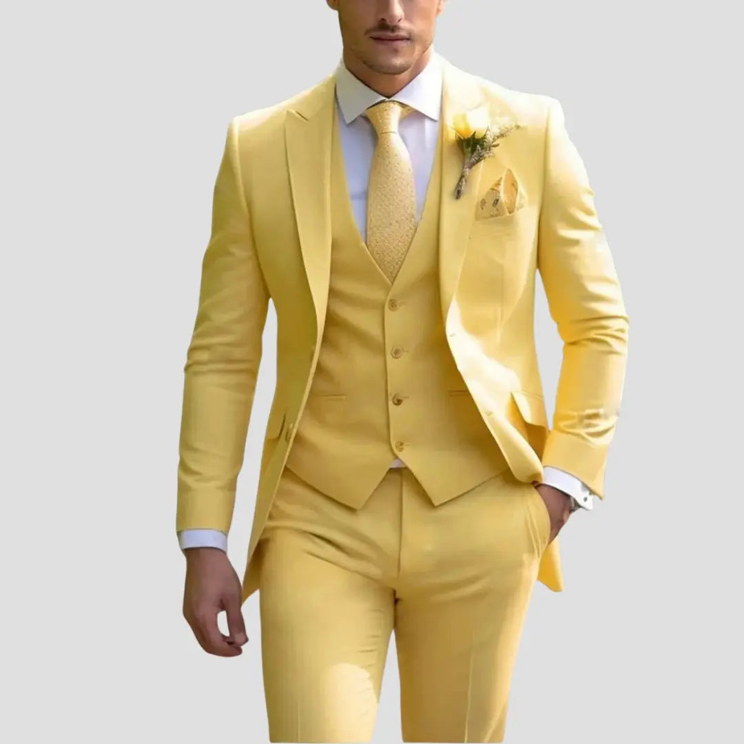 Optew Men's Three-Piece Suit Tailored Slim Fit Blend for Weddings and Groomsmen