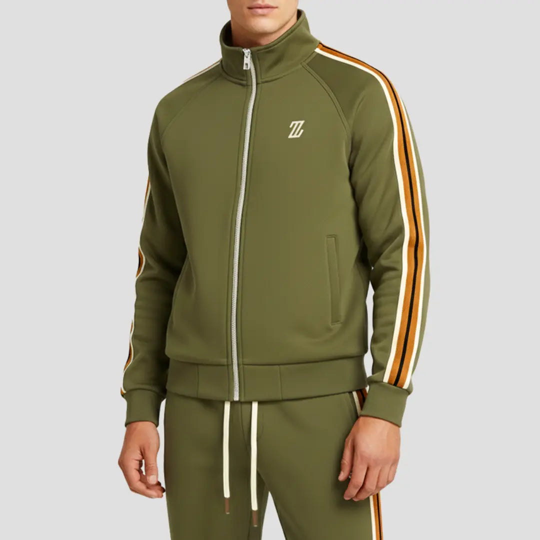 Optew Men's Tracksuit Set Breathable Fabric Striped Design