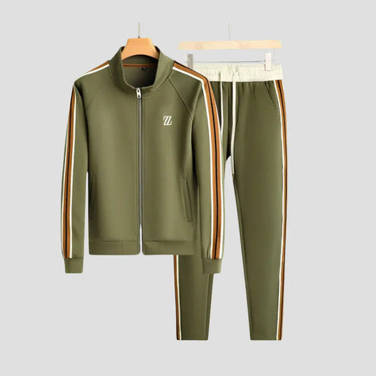 Optew Men's Tracksuit Set Breathable Fabric Striped Design