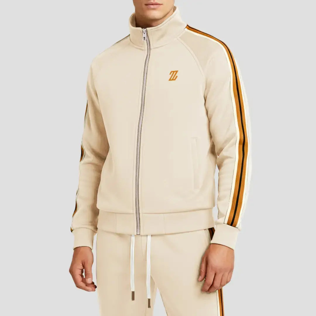 Optew Men's Tracksuit Set Breathable Fabric Striped Design