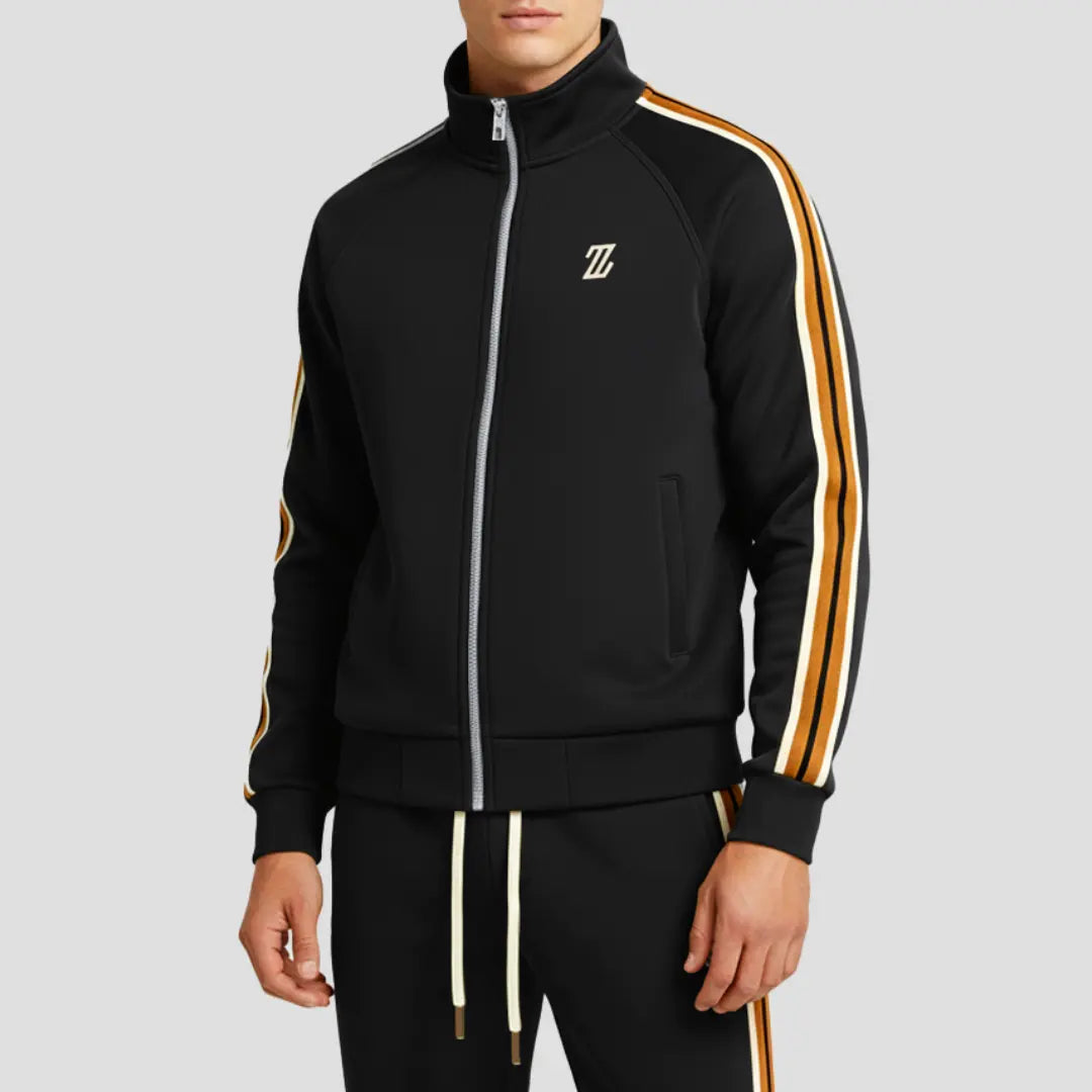 Optew Men's Tracksuit Set Breathable Fabric Striped Design