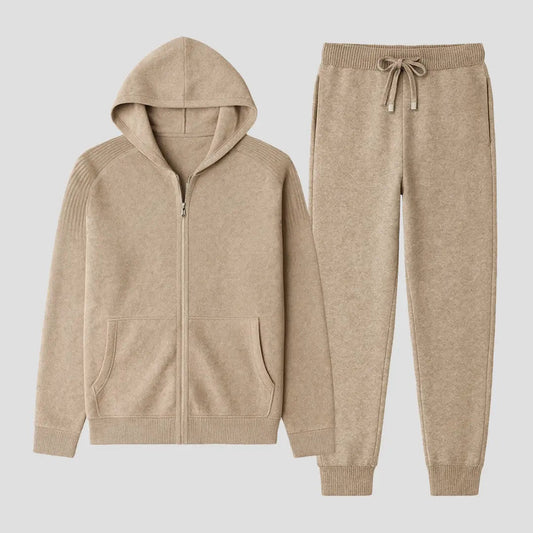 Optew Men's Tracksuit Set Knit Zip-Up Hoodie and Jogger Pants
